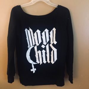 Black craft cult Moon child off shoulder sweater